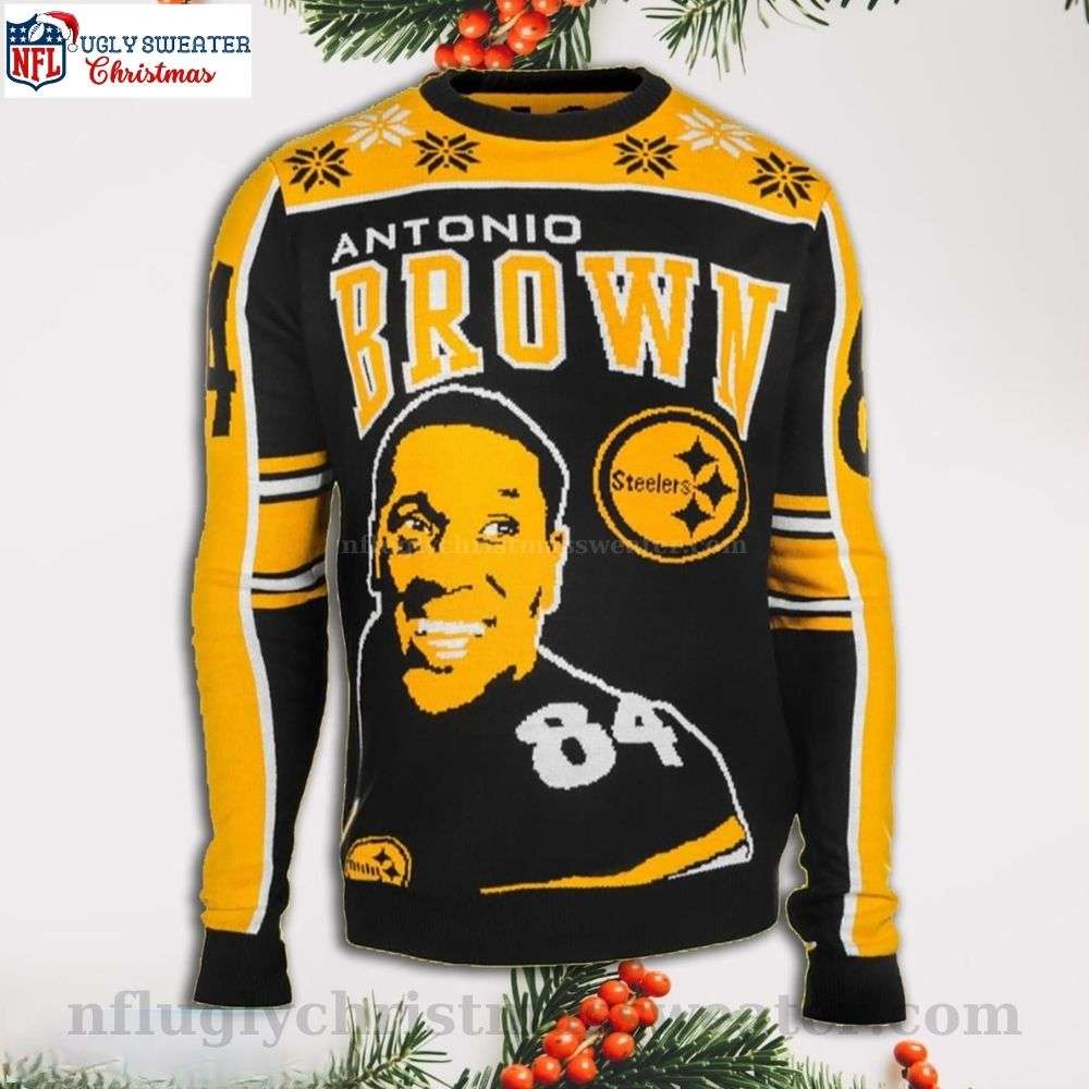 Player Antonio Brown 84 Pittsburgh Steelers Ugly Christmas Sweater