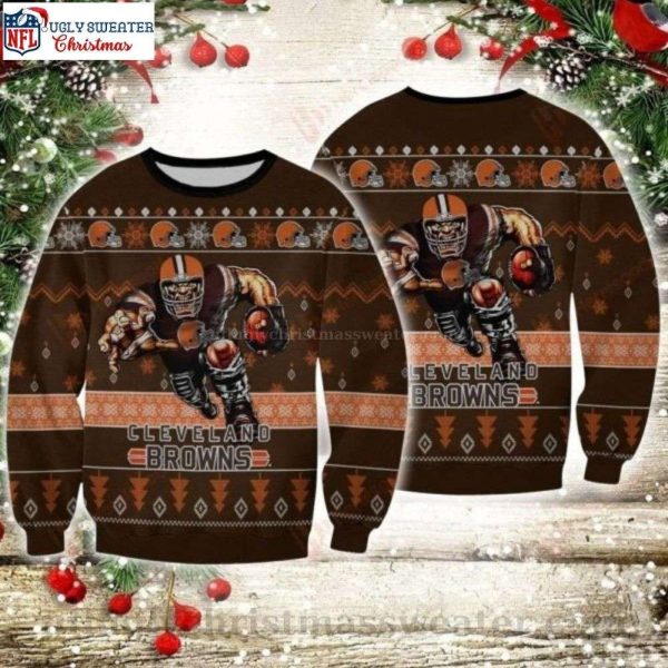 Player Rushing Cleveland Browns Ugly Sweater – Unique Gift For Him