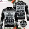 Players Holding the Football Raiders Ugly Christmas Sweater –  Personalized With Your Name