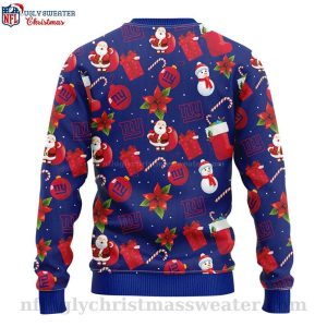 Santa Claus And Snowman Graphic Ny Giants Ugly Christmas Sweater 2