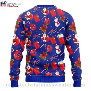 Santa Claus And Snowman NFL Buffalo Bills Ugly Christmas Sweater 2
