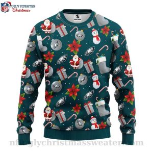 Santa Claus And Snowman NFL Philadelphia Eagles Ugly Sweater 1
