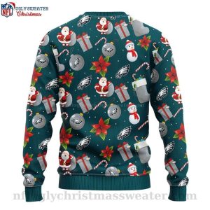 Santa Claus And Snowman NFL Philadelphia Eagles Ugly Sweater 2