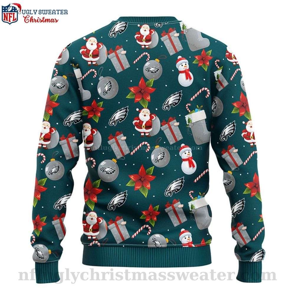 Santa Claus And Snowman - NFL Philadelphia Eagles Ugly Sweater