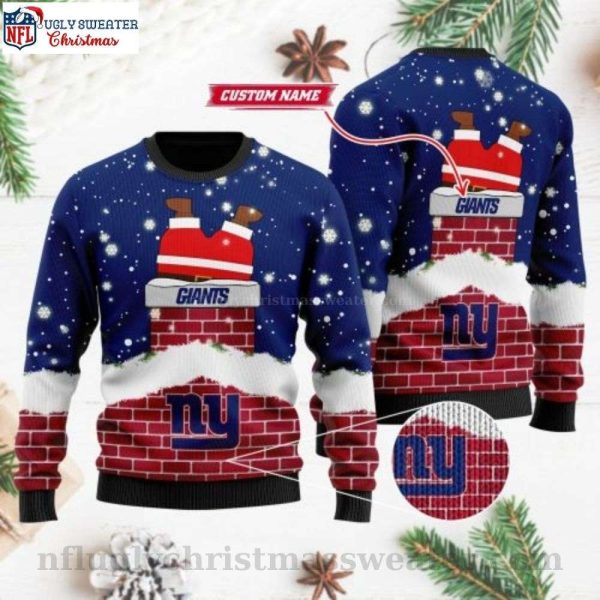 Santa Claus Chimney Graphic Ny Giants Ugly Christmas Sweater