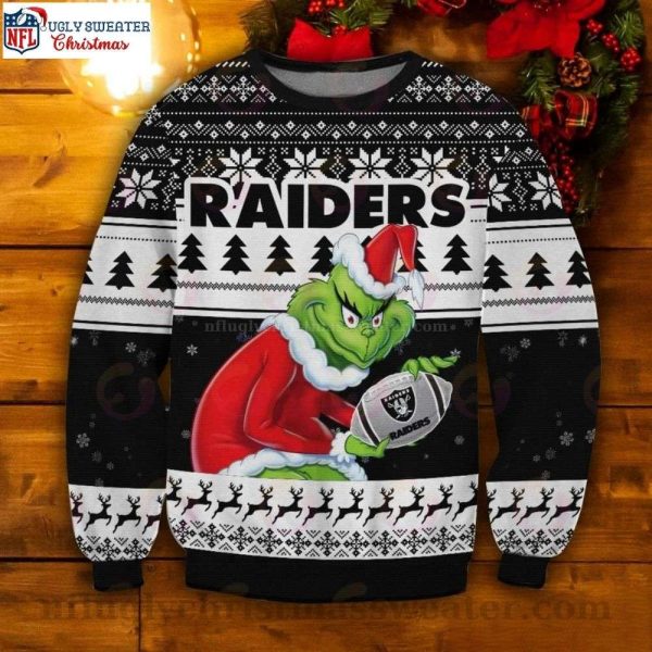 Santa Grinch Raiders Ugly Christmas Sweater – Unique Gift For Him