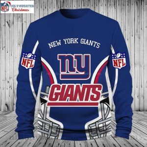 Score Big On Style Football Helmet Pattern Ny Giants Ugly Sweater 1