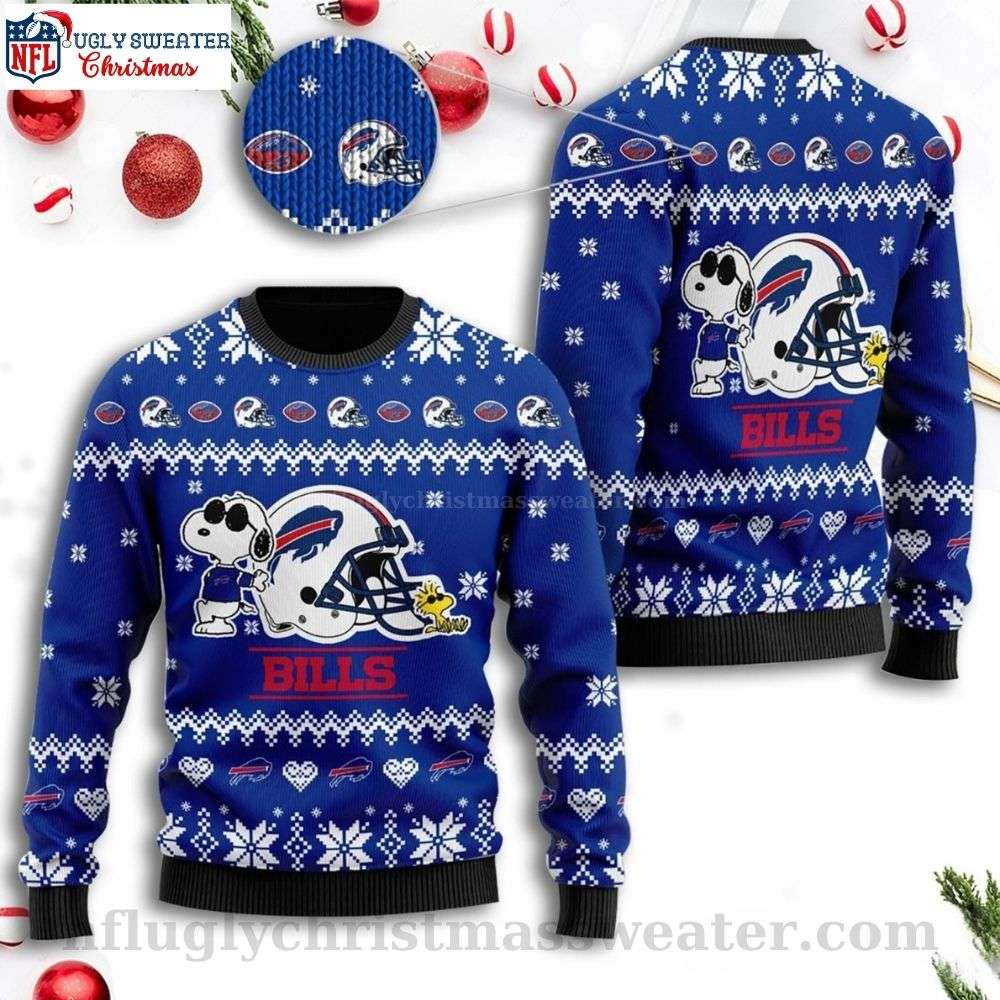 Score Big With Snoopy - Buffalo Bills Ugly Christmas Sweater