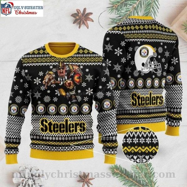 Score Big With Steelers – Ugly Christmas Sweater Rushing Design