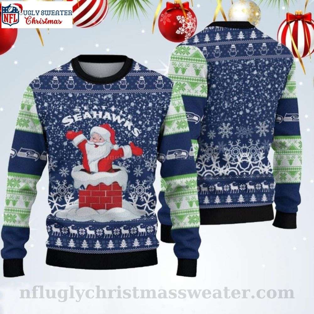 Seahawks Winter Magic - Ugly Sweater Featuring Santa Claus Graphic