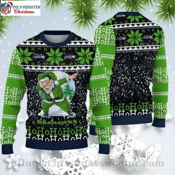 Seattle Seahawks Dabbing Santa Claus Ugly Christmas Sweater
