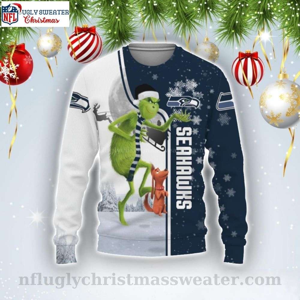 Seattle Seahawks Grinch On The Holidays Ugly Christmas Sweater