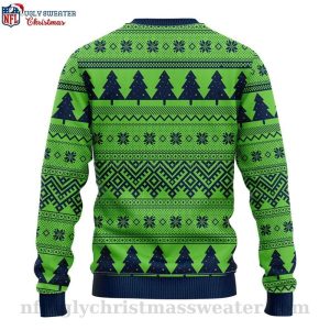 Seattle Seahawks Logo Ugly Christmas Sweater With Laurel Wreath Graphic 2
