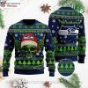 Seattle Seahawks Logo Ugly Christmas Sweater With Laurel Wreath Graphic