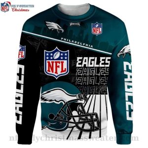 Show Your Eagles Spirit Philadelphia Eagles Logo Print Ugly Christmas Sweater For Fans 1