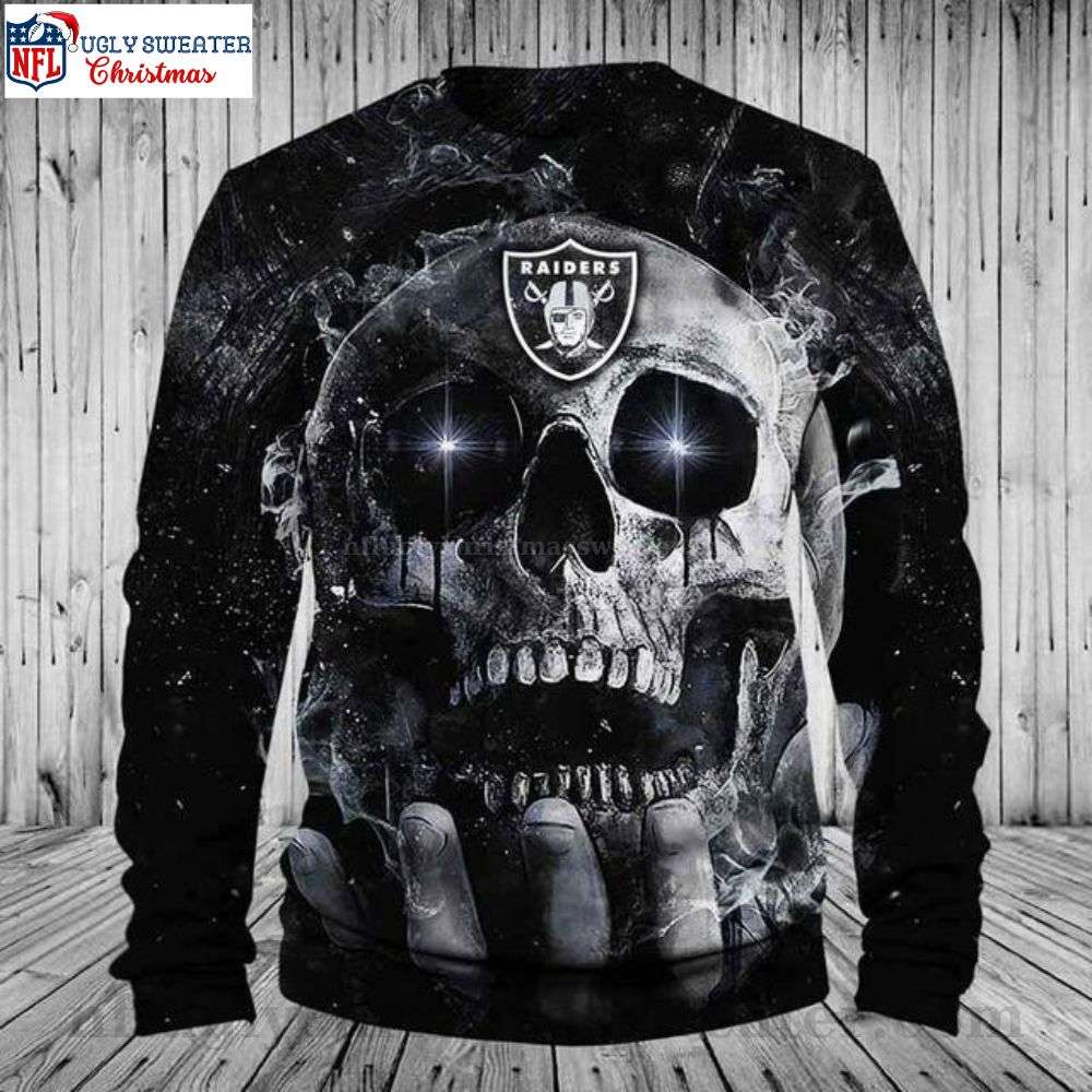Skulls And Raiders Logo Print Ugly Christmas Sweater - Perfect Gift For Fans