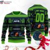 Skull Flower Graphic Seattle Seahawks Ugly Christmas Sweater