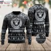 Snowflakes and Las Vegas Raiders Logo Ugly Christmas Sweater – Custom Name And Number Edition