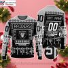 Snowflakes and Footballs Raiders Ugly Christmas Sweater – Custom Name and Numbers