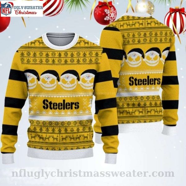 Spooky Holiday With Steelers – Logo Print Jack Skellington Sweater
