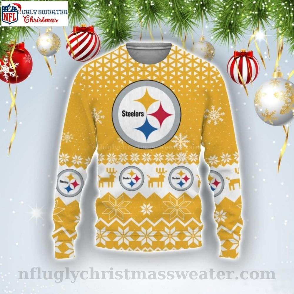 Steeler Nation's Fun Christmas Sweater - Logo Print Design