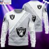 Snowflakes and Footballs Raiders Ugly Christmas Sweater – Custom Name and Numbers