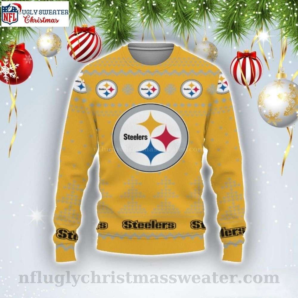 Stylish Steelers Christmas Gift - Logo Print Ugly Sweater