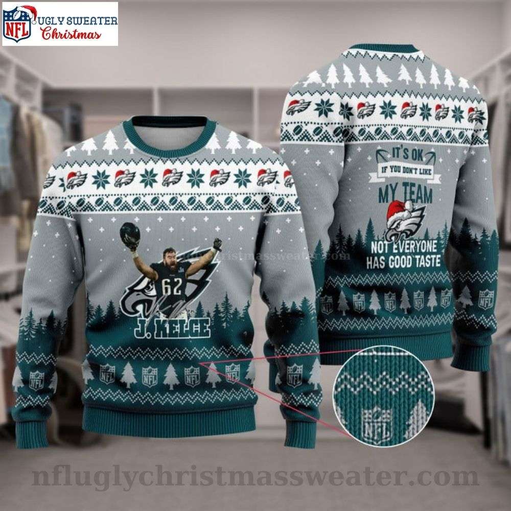 Super Bowl LVII 2023 - Jason Kelce Philadelphia Eagles Player Ugly Christmas Sweater