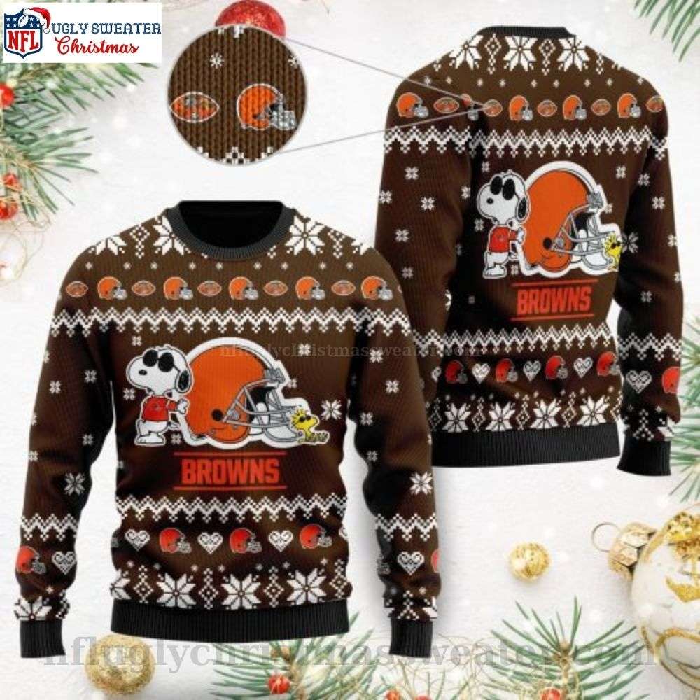 The Snoopy Show Football Helmet Cleveland Browns Ugly Sweater