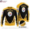 Tie-Inspired Steelers Ugly Christmas Sweater – Cardigan Style Perfect Gift For Him