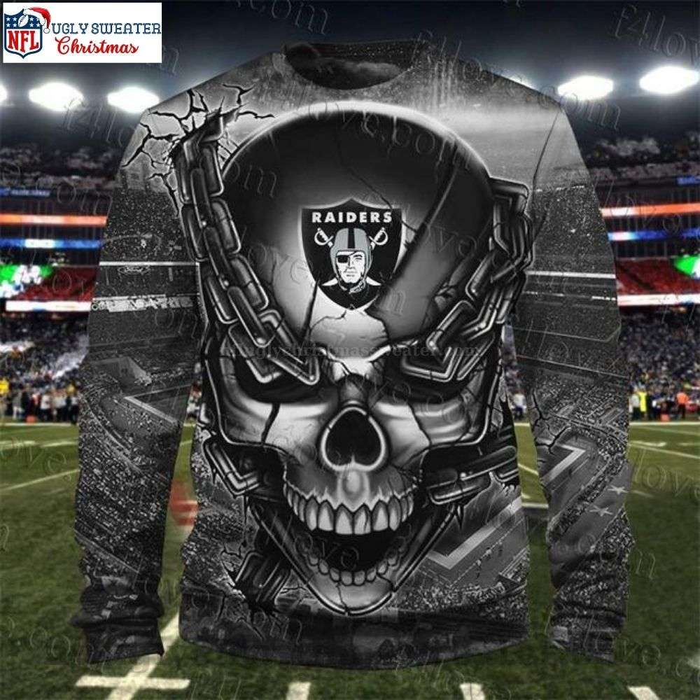 Trendy Skulls Ugly Christmas Sweater For Oakland Raiders Fans - Cozy Gift For Fans