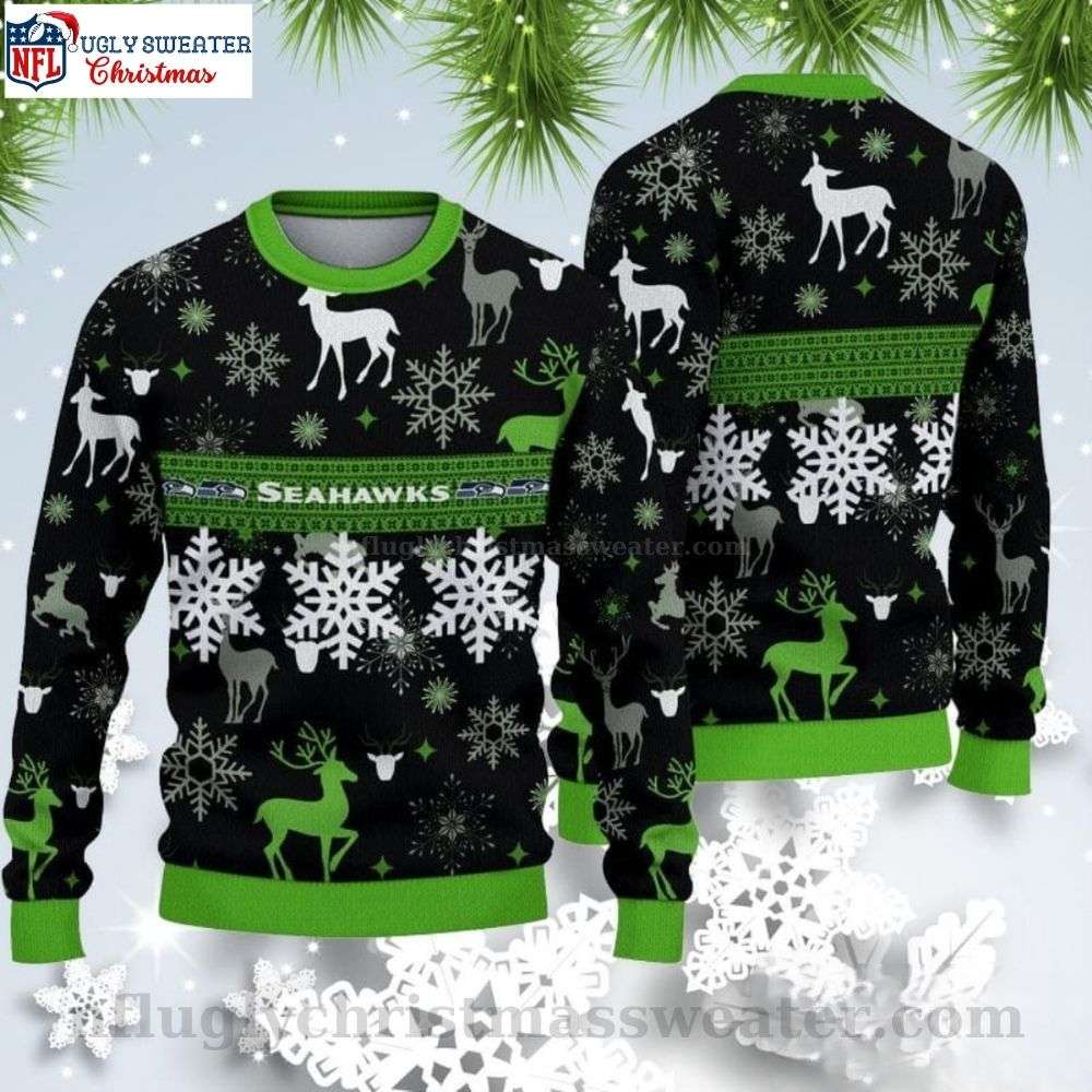 Ugly Christmas Sweater Bliss - Seahawks And Christmas Motifs