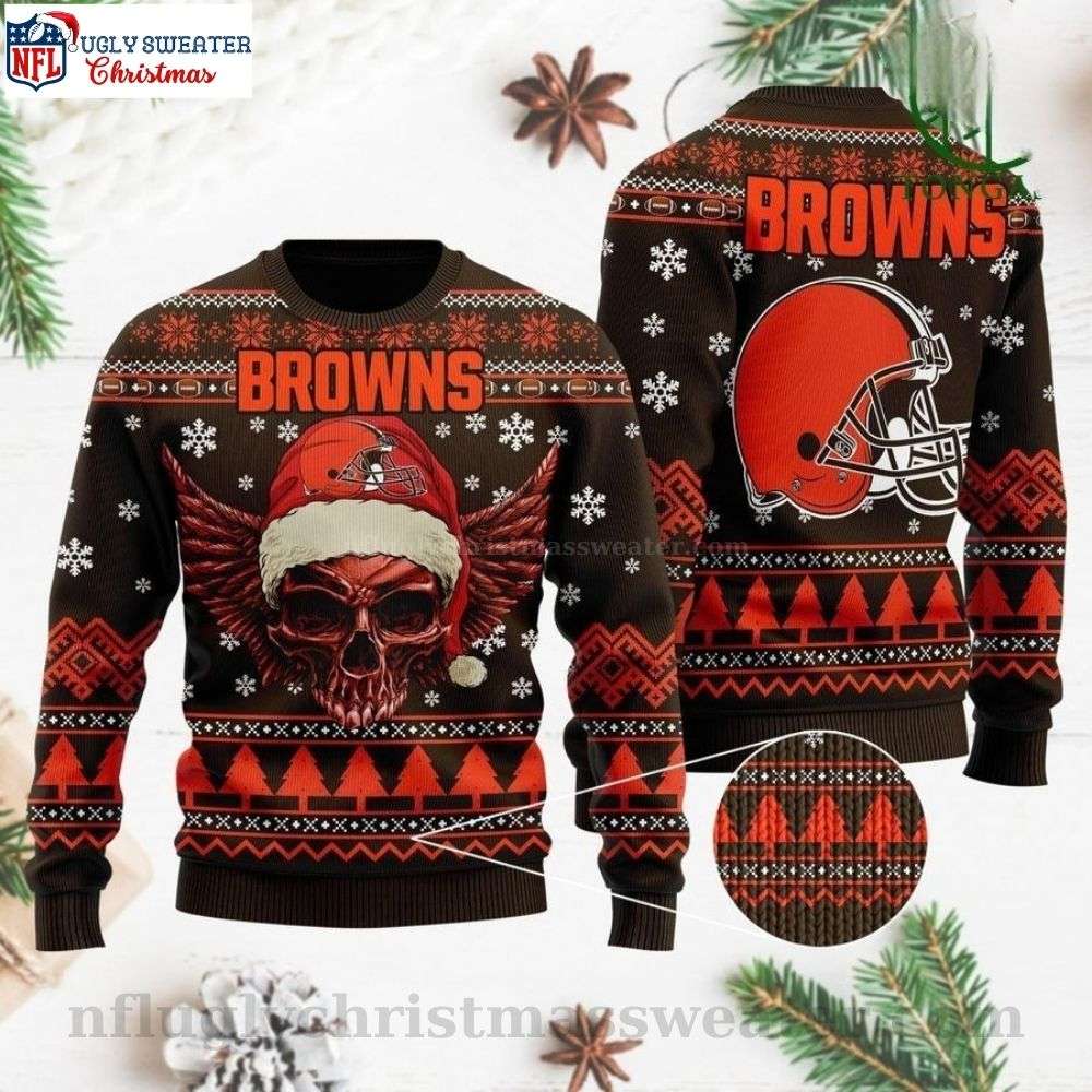 Ugly Christmas Sweater Cleveland Browns - Golden Skull Graphic