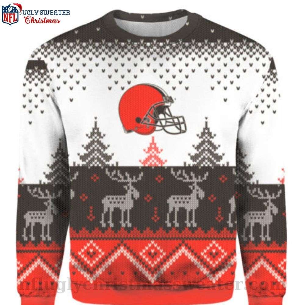 Ugly Christmas Sweater Gift For Fans - Cleveland Browns Big Logo Graphic