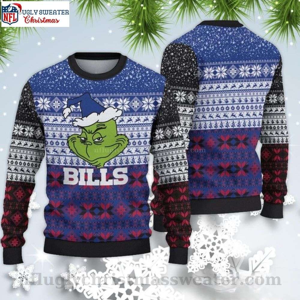 Unique Buffalo Bills Ugly Christmas Sweater - Featuring The Grinch
