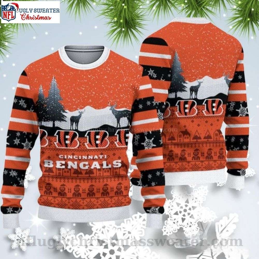 Unique Cincinnati Bengals Gifts - Christmas Reindeers Pattern Sweater