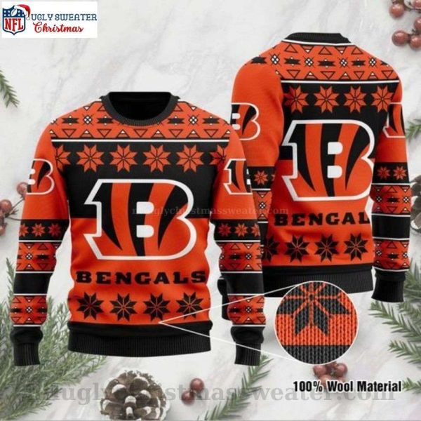 Unique Cincinnati Bengals Snowflake Ugly Christmas Sweater