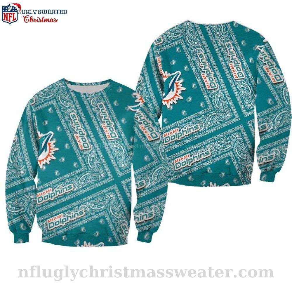 Unique Miami Dolphins Gifts - Bandana Dolphins Christmas Sweater