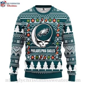 Unique Philadelphia Eagles Ugly Sweater Featuring Grateful Dead Theme 1