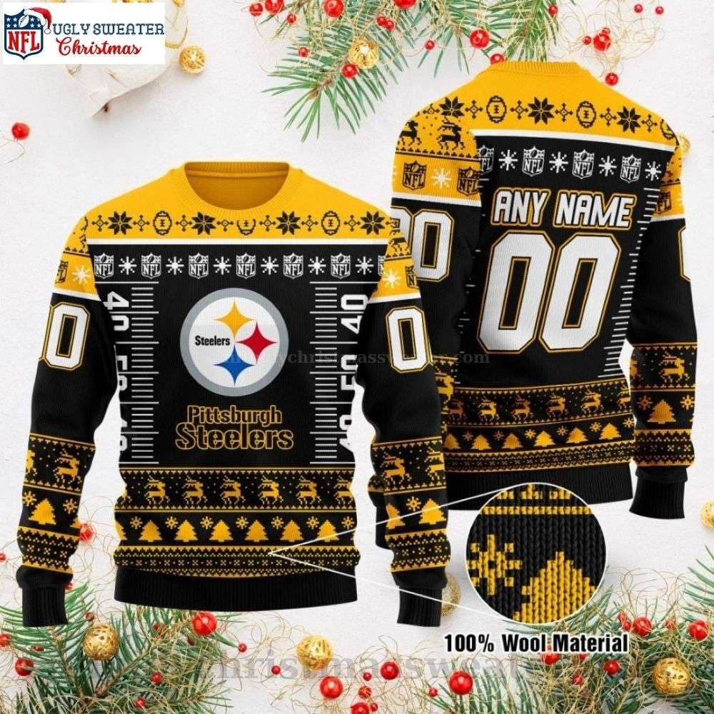 Unique Pittsburgh Steelers Ugly Christmas Sweater - Custom Name Edition
