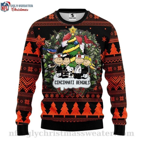 Whimsical Bengals Wonderland – Ugly Christmas Sweater With Snoopy Dog