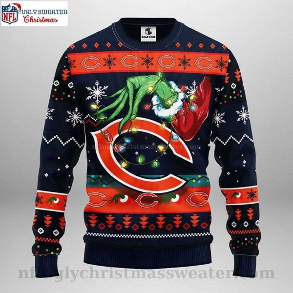 NFL Chicago Bears Light Up Sweater – Celebrate Xmas With Funny Grinch Design
