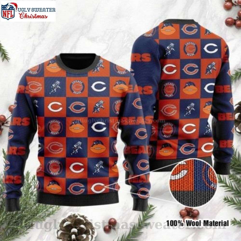 Cozy Up With Chicago Bears - Ugly Sweater Featuring Flannel Design