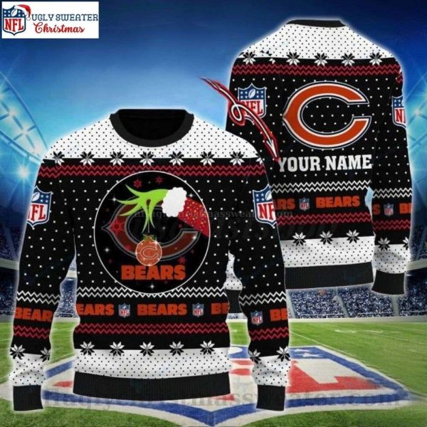 Funny Chicago Bears Ugly Sweater – Personalized Grinch Logo Print