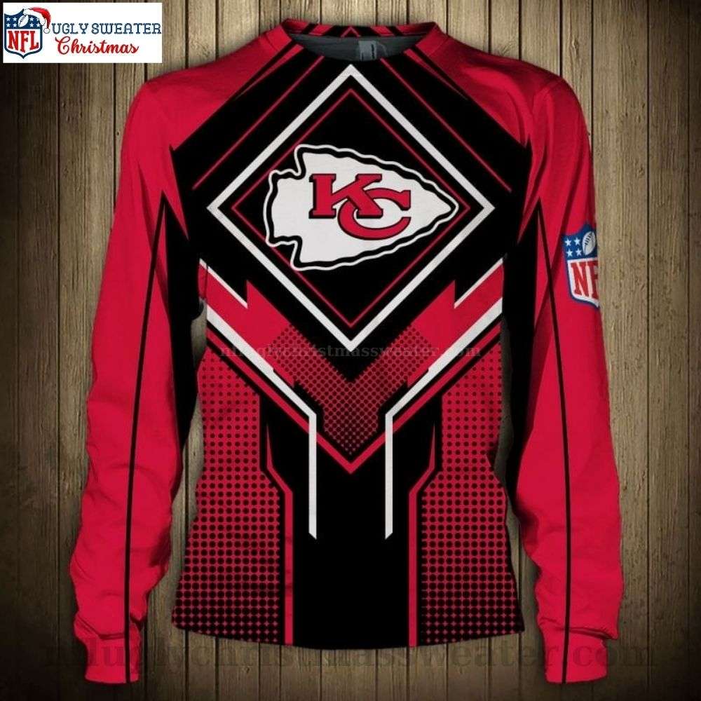 Kansas City Chiefs Gifts For Fans - Black And Red Pattern Ugly Christmas Sweater