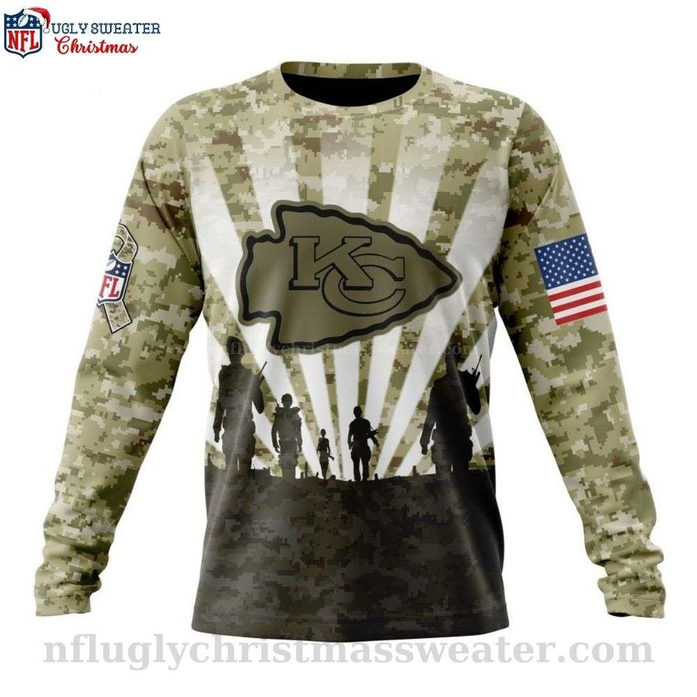 Kansas City Chiefs Logo Honor Veterans Ugly Christmas Sweater