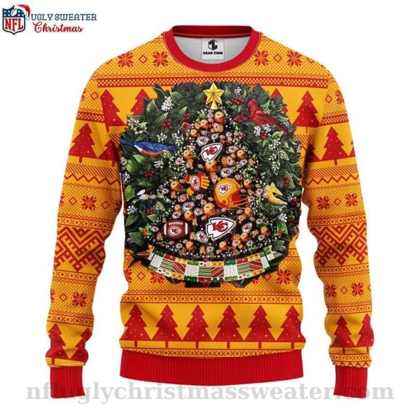 Kansas City Chiefs Logo Ugly Christmas Sweater With Tree Ball Design