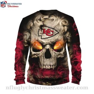 Kansas City Chiefs Ugly Christmas Sweater Fire Skull Design 1