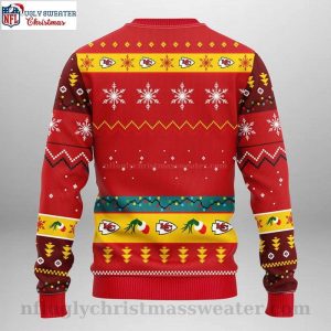 Kansas City Chiefs Ugly Christmas Sweater Grinch And Festive Lights 2