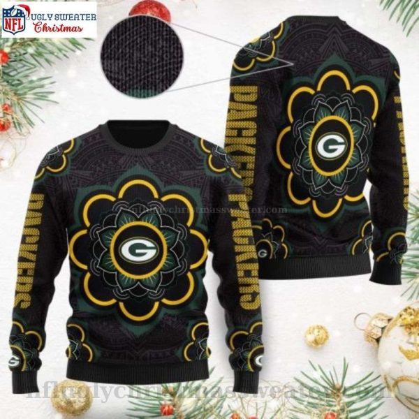 Mandala Logo Print Green Bay Packers Ugly Christmas Sweater